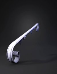 3d model: curved metal handrail with scroll brackets and wall mounts