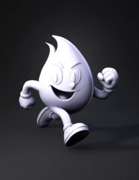 3d model: glucose mascot running character in orange yellow colors with sneakers