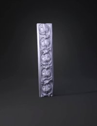 3d model: ornamental carved metal strip with repeating floral motif gold finish
