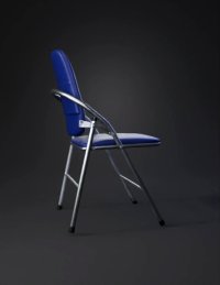 3d model: blue padded folding chair with metal frame textile upholstery lightw