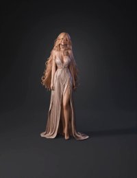3d model: fantasy female character in an ornate silver gown with long blonde hai