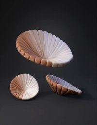 3d model: petal lounge chair with white and beige fabric petals circular cushio