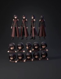 3d model: female warrior character wearing burgundy longcoat armor with gold tri