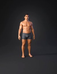 3d model: adult male human 3d model with muscular build wearing gray underwear
