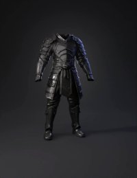 3d model: dark medieval plate armor with ornate engravings and layered shoulder