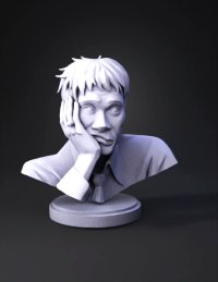 3d model: bust of a man with blond hair white shirt and tie mounted on a round