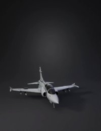 3d model: fighter jet in flight gray military aircraft with cockpit canopy and