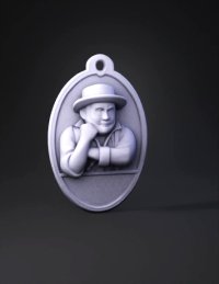 3d model: bearded man medallion with hat in oval frame relief sculpture