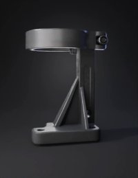 3d model: ring clamp mount with hinge and mounting base black polymer construct