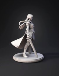 3d model: A collectible figurine 3D model of a fantasy female warrior standing