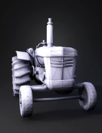 3d model: Old farm tractor with rust and missing parts realistic game asset