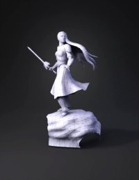 3d model: female knight in plate armor with longsword