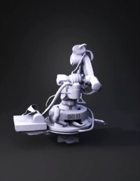 3d model: industrial robotic arm with orange forearm and grey base mechanical j