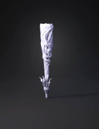 3d model: organic twisted wand with flowing sculpted texture in gray