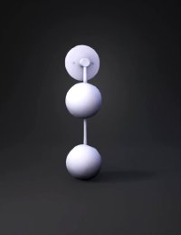 3d model: wall sconce lamp with two frosted glass globes on brass rod