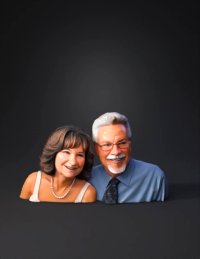 3d model: adult couple portrait with skin tones gray hair pearl necklace and