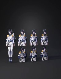 3d model: Anthropomorphic wolf character in a white suit with gold epaulettes p