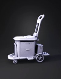 3d model: mobility scooter cart with cushioned seat high handle blue and white