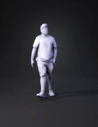3d model: adult man wearing blue t shirt and dark pants