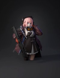3d model: pink haired anime girl in futuristic combat outfit with rifle and oran