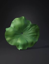 3d model: green lotus leaf with radial venation and smooth texture