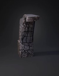 3d model: cracked stone column fragment with rough rock texture