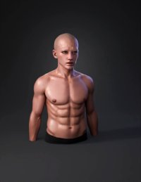 3d model: bald human head with detailed skin texture and realistic shading