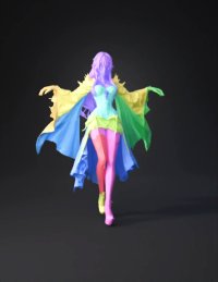 3d model: stunning anime vampire woman with porcelain skin long silver black h