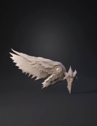 3d model: angelic winged figure in radiant temple with kneeling followers white