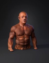 3d model: bald head with realistic skin texture and neutral expression
