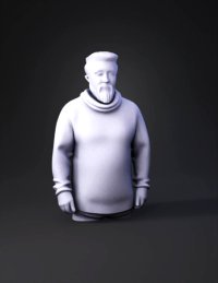 3d model: headshot of asian man with thick beard and mustache