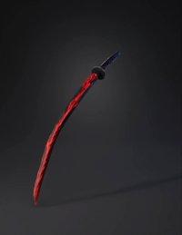 3d model: red wrapped katana sword with black grip and silver blade