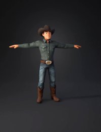 3d model: country and western singer smile on face boots jeans long sleave s