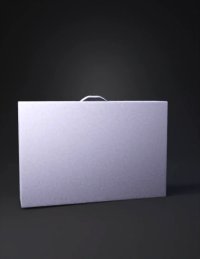 3d model: white rectangular packaging box with hinged lid and handle smooth sur