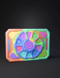 3d model: circular vault dial with numbered segments metallic panels orange ac