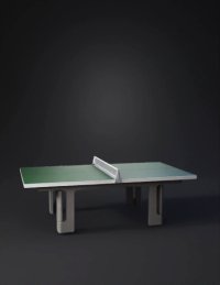 3d model: green table tennis table with a center net and white edge trim sturdy