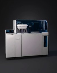 3d model: industrial laboratory analyzer with white panels and blue tinted cover