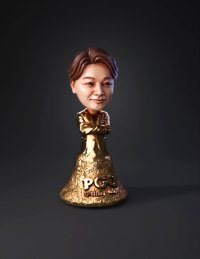 3d model: golden trophy bust with PGU GRAND PRIX lettering