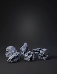 3d model: gray rugged rock stones with rough surfaces and natural texture