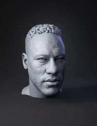 3d model: head bust sculpture with realistic skin texture in grayscale
