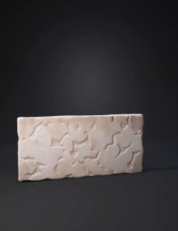 3d model: rectangular stone slab with rough textured beige and white surface