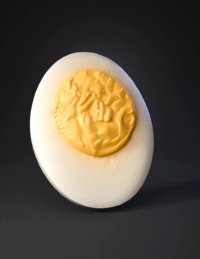 3d model: boiled egg half with white shell and yellow yolk