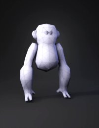 3d model: red monkey with gray chest and face angular geometric facets cartoon