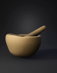 3d model: stone mortar and pestle with rough granite texture