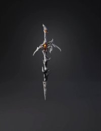 3d model: ornate fantasy staff weapon with glowing orange cores and jagged metal