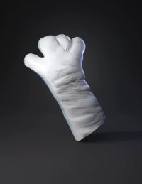 3d model: blue textured hand model with wrinkled surface