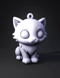 3d model: purple kitten with large eyes fluffy fur pink nose sitting pose ca