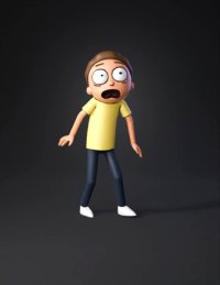 3d model: Surprised cartoon boy character with yellow shirt and blue pants