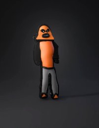 3d model: orange humanoid character with gray pants and black shoes
