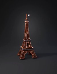 3d model: Eiffel Tower inspired architectural model with brown and beige shading